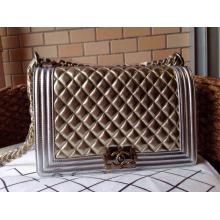 1:1 Chanel Golden with Silver Le Boy Flap Shoulder Bag Gold/Silver