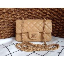 1:1 Chanel Lambskin Leather Classic Double Flap Shoulder Bag Apricot