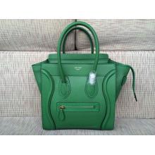 1:1 Fake Celine Luggage Micro Bag in Original Leather Green