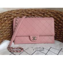 1:1 Replica Chanel Vintage Leather Classic Flap Shoulder Bag Pink 2014