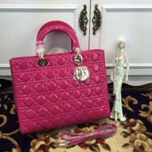 AAA Lady Dior Large Bag in Patent Leather Fushia With Gold Hardware