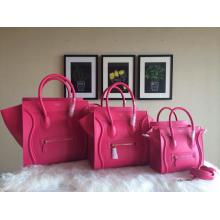 AAAAA Replica Celine Luggage Micro Bag in Original Leather Rose Red