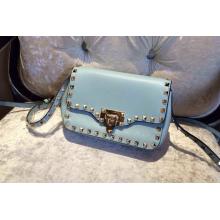 Affordable Valentino Rockstud Chain Flap Shoulder Bag 00551 Pale Blue