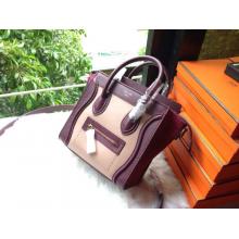 Best Celine Luggage Nano Bag in Original Leather Nude Pink&Wine&Red