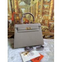 Best Hermes Kelly 25cm Togo Leather Bag Gray