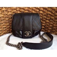 Best Replica Chanel Quilted Calfskin Leather Messenger Flap Shoulder Bag Black Fall 2014