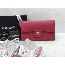 Best Replica Chanel Tri Folded Flap Wallet in Shrink Leather Fushia