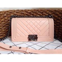 Copy 1:1 Chanel Quilted Chevron Le Boy Leather Flap Shoulder Bag Nude