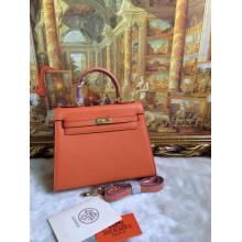 Copy AAA Hermes Kelly 25cm Togo Leather Bag Orange