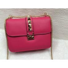 Copy Best Valentino Chain Flap Shoulder Bag Fushia 0312 at USA