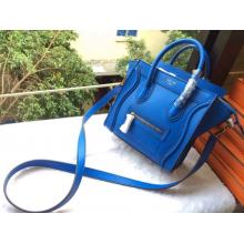 Copy Celine Luggage Nano Bag in Original Leather Electric Blue