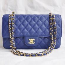 Copy Chanel Classic Flap bags Ladies Cow Leather Blue Sale