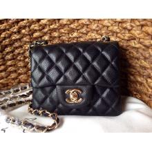 Copy Chanel Clemence Leather Classic Double Flap Shoulder Bag Black