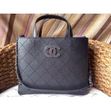 Copy Chanel Hampton Leather Shoulder Tote Bag Black