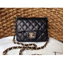 Copy Chanel Lambskin Leather Classic Double Flap Shoulder Bag Black AU