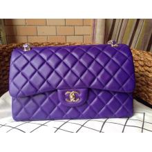 Copy Chanel Lambskin Leather Classic Double Flap Shoulder Bag Purple