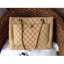 Copy Chanel Lambskin Leather Flap Shoulder Tote Bag Apricot 2014 Sold Online