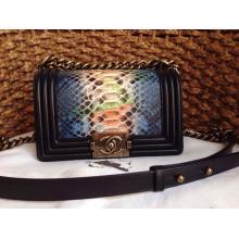 Copy Chanel Le Boy Flap Shoulder Small Bag In Original Python Leather at DE