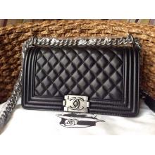 Copy Chanel Le Boy Lambskin Leather Flap Shoulder Bag Black