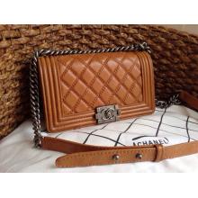 Copy Chanel Leather Le Boy Flap Shoulder Bag Camel