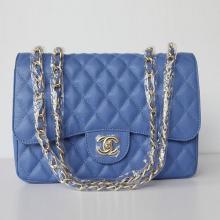 Copy Classic Flap bags Cow Leather Blue Cross Body Bag