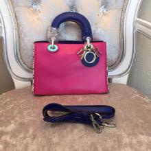 Copy Dior Calfskin and Python Diorissimo Mini Bag Fushia/Purple With Gold Hardware USA