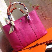 Copy Hermes Garden Party 36cm Clemence Veins Calf Leather Bag Fushia