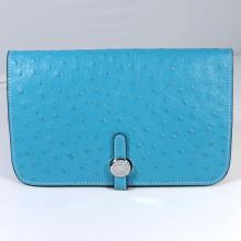 Copy Hermes Wallet Ladies Blue Ostrich Skin