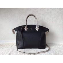 Copy Louis Vuitton New Soft Lockit with Python Handles MM Bag N91834 Noir Fall 2014