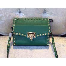 Copy Valentino Rockstud Flap Shoulder Bag Green with Removable Clutch 2015