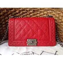 Designer Best Chanel Large Stitch Le Boy Flap Shoulder Bag Red Fall 2014