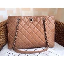 Designer Best Chanel Quilted Leather Shoulder Tote Bag Apricot