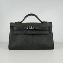 Designer Replica Hermes Clutches Black Cow Leather Ladies