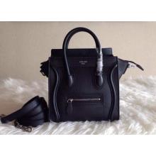 Fake Celine Luggage Nano Bag in Original Grained Leather Black