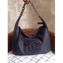 Fake Chanel Calfskin Leather Large Shopping Shoulder Bag Tan