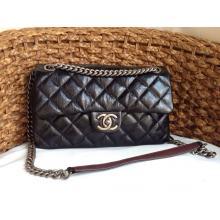 Fake Chanel Leather Classic Double Flap Shoulder Bag Black Dallas Fall 2014 CA