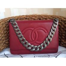 Fake Chanel New WOC Leather Wallet On Chain Bag Red 2014