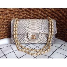 Fake Chanel Python Leather Classic 2.55 Flap Bag White&Gray