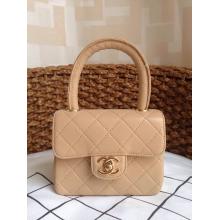 Fake Chanel Vintage Leather Mini Tote Bag Apricot