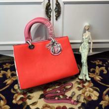 Fake Dior Calfskin and Python Diorissimo Small Bag Orange/Pink at UK