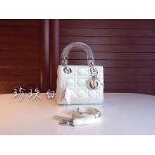 Fake High Quality Lady Dior Bag White with Resin Handle 2014