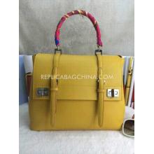 Fake Luxury Prada Handbag Yellow Calfskin