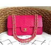 High Quality Chanel Python Leather Classic 2.55 Flap Bag Fuchsia UK