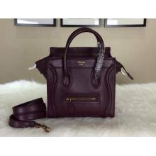 Hot AAA Celine Luggage Nano Bag in Original Leather Wine