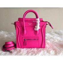 Hot Celine Luggage Nano Bag in Original Leather Rose Red