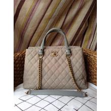 Hot Fake Chanel Quilted Leather Shopping Shoulder Tote Bag Gray Online Sale