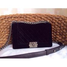 Hot Imitation Chanel Velvet Le Boy 2013 Shoulder Bag Black