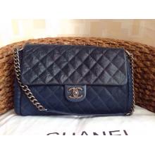 Imitation 1:1 Chanel Quilted Leather Patchwork with Studded CC Logo Flap Bag Blue at CA