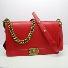 Imitation Boy Chanel bags Lambskin Red Ladies