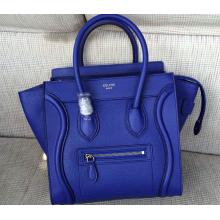 Imitation Celine Luggage Micro Bag in Original Grained Leather Blue